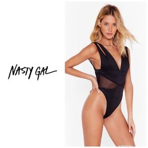 New w tags Nasty Gal Midnight Plunging bodysuit